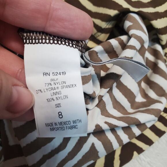 Talbots Brown Zebra Animal Stripe Tankini Halter Bikini Bottoms Swim Suit Set 10 - Picture 5 of 13